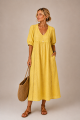 Caralyn - Leichtes Midikleid – Gelb