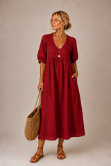 Caralyn - Leichtes Midikleid – Rot
