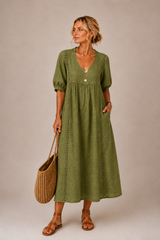 Caralyn - Leichtes Midikleid – Oliv