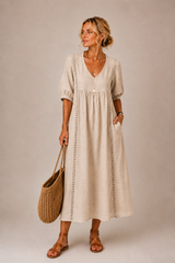 Caralyn - Leichtes Midikleid – Beige