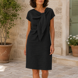 Elissara - Luftig-leichtes Kleid mit Schluppenkragen – Schwarz