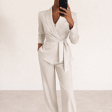 Damen Zweiteiler Anzug Set In Mintgrüner Farbe – Beige