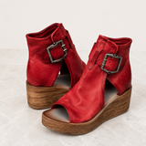 Alarise - Gepolsterte Keilsandalen – Rot