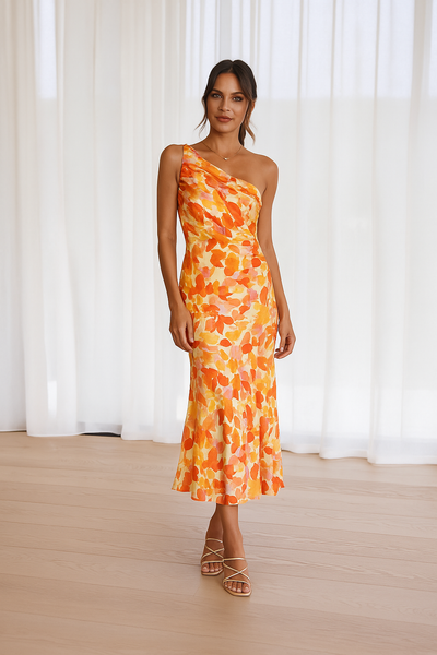 Cynthia - Satin Kleid Mit Blumenmuster