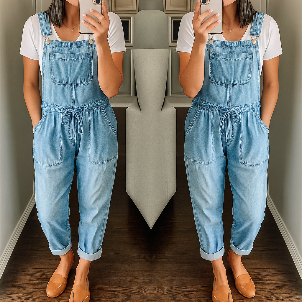 Carly – Lässiger Denim Overall Mit Kordelzug In Der Taille