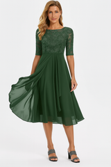 Greta | Damen Sommer A Linie Midi Kleid – Grün