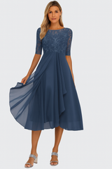 Greta | Damen Sommer A Linie Midi Kleid – Blau
