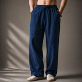 Auberon - Legere Leinenhose – Marineblau