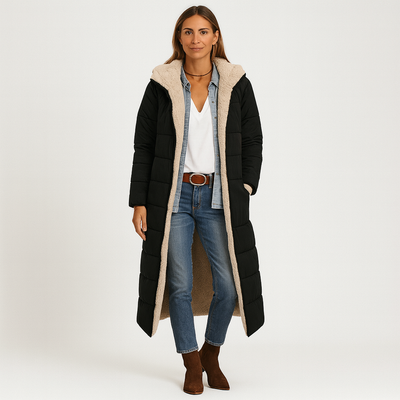 Amara | Wendbarer Wintermantel mit flauschiger Kapuze für Damen