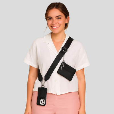 SecureZip | Stilvolle Crossbody-Telefonhalterung mit Geldbörse