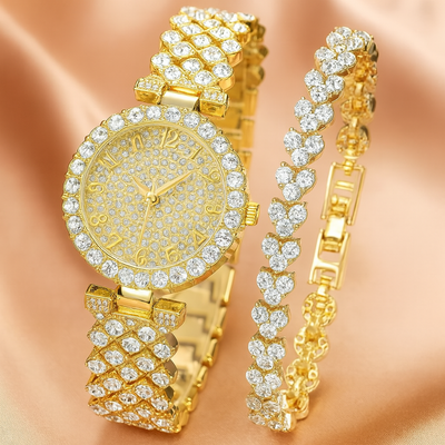 Elegant Gold Watch & Bracelet Set | Luxe Radiance Collection
