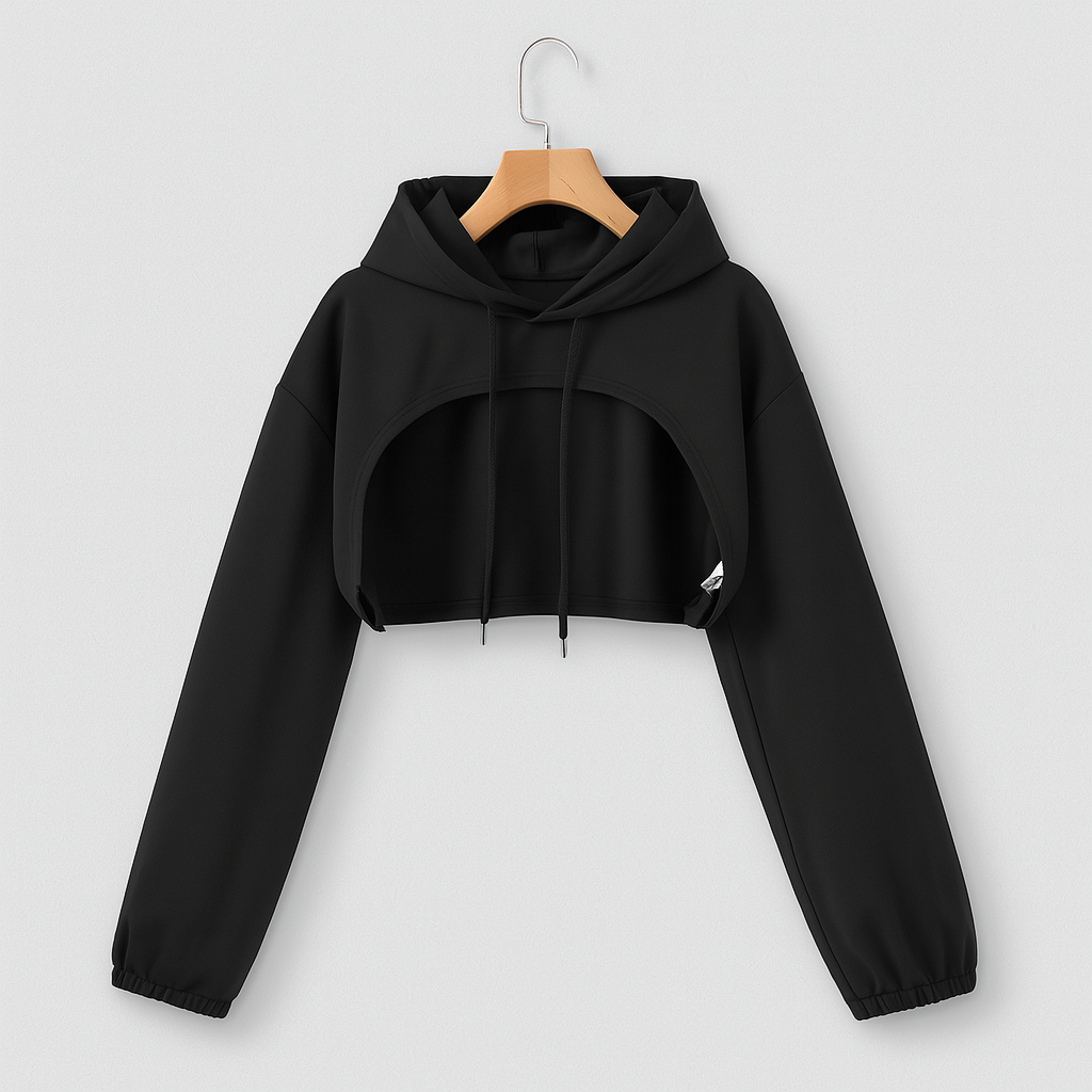 Damen 3-teiliges Set – Kapuzenpullover, Tanktop mit Knoten & High-Waist-Yogahose