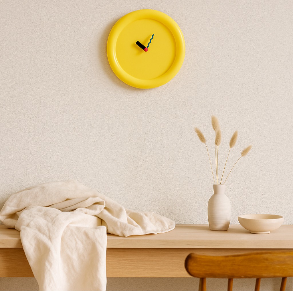 TimePop – Buntes geometrisches Wanduhren im Memphis-Stil mit mutigem künstlerischem Design