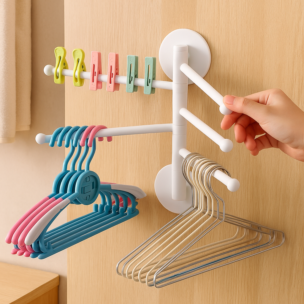 FlexiRack – Zusammenklappbare, rotierende Wandhalterung und Handtuchhalter