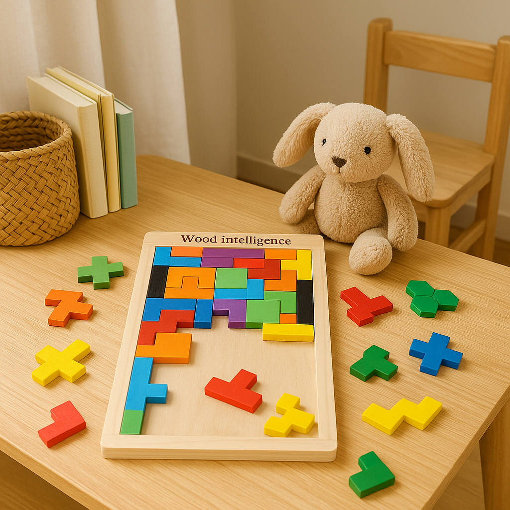 BrightBlocks 3D Holz Tangram Puzzle für Kinder – STEM Gehirntrainer