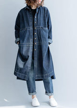 Valentina | Fließender Denim-Mantel im modernen Look – Denim-Blau