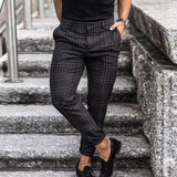 Chinohose Herren | Kariertes Design & schlanke Silhouette – Schwarz