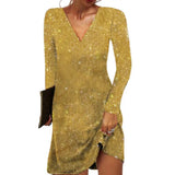 Jessica | Damen Elegantes Wickelkleid mit V-Ausschnitt – Gelb