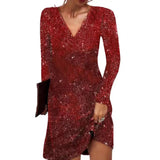 Jessica | Damen Elegantes Wickelkleid mit V-Ausschnitt – Rot
