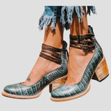 Emilia | Stilvolle Und Bequeme Damenstiefel Mit Blockabsatz – Grüne Schlange