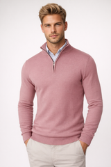 Oliver | Moderner Halb-Zip Strickpullover Für Herren – Rosa