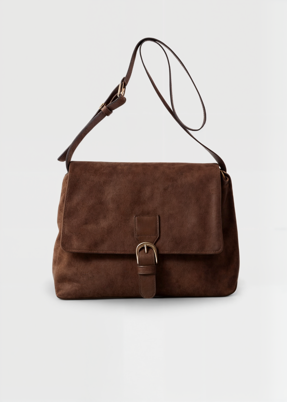 Umhängetasche Damen Wildleder – Vegane Crossbody Tasche Braun Kompakt