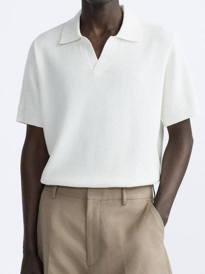 Klassisches Strick-Poloshirt in Weiß