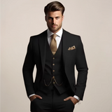 Clemens | Dreiteiliger Herrenanzug Slim Fit Frühling – Schwarz