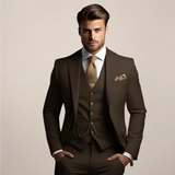 Clemens | Dreiteiliger Herrenanzug Slim Fit Frühling – Kaffee