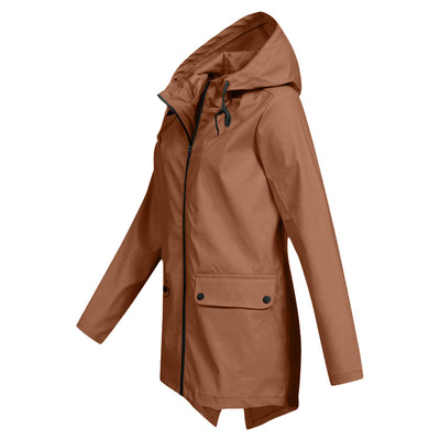 Stylische Leichte Regenjacke mit Kapuze und Reissverschluss für Damen | Ideal für den Winter