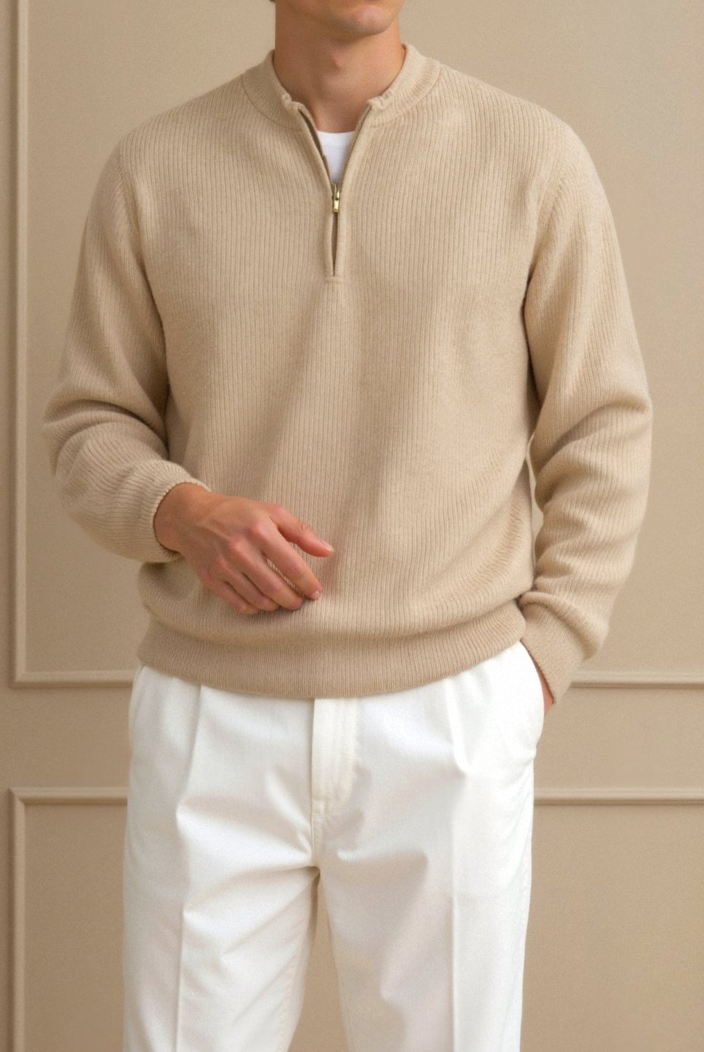 Klassischer Strickpullover mit Reißverschluss – Zeitlos & Komfortabel