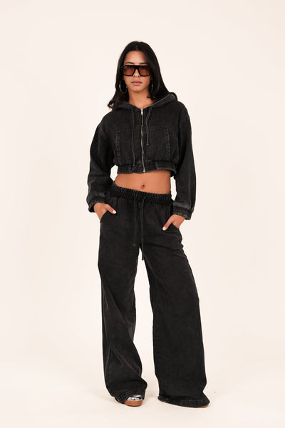 Jillian - Gekürzte Jeansjacke schwarz