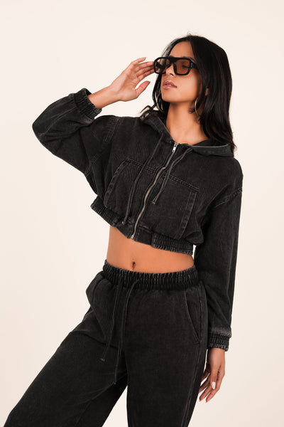 Jillian - Gekürzte Jeansjacke schwarz