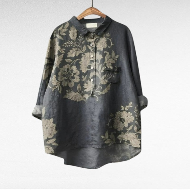 Elegante Damen Bluse mit Blumenmuster Vintage