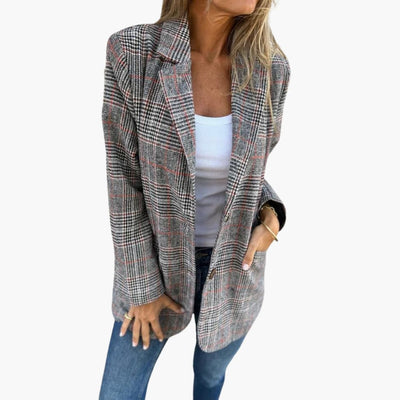 Karierter Damen Blazer mit Reverskragen