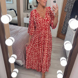 Lässiges V-Ausschnitt Sommerkleid – Leicht & Bequem – Rot