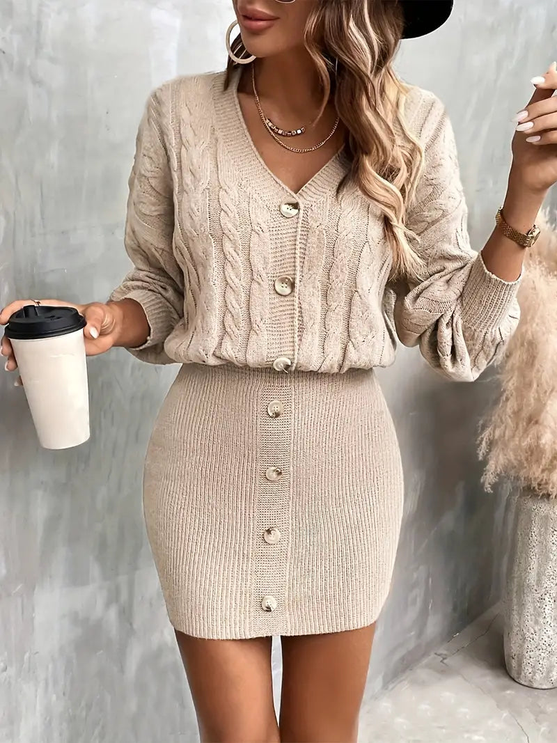 Elegantes Damen Bodycon-Kleid mit V-Ausschnitt - Figurbetont und Zeitlos