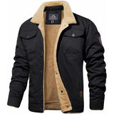 Richard | Herren Warme Fleecejacke mit Knopfleiste – Schwarz
