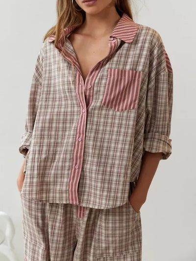 Damen 2-teiliges Pyjama-Set aus Baumwolle - Weich & Atmungsaktiv