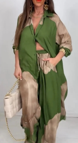 Damen Zweiteiler Übergroß Set – Grun