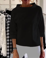 Damen Oberteil Shirt | U-Boot-Kragen & Lockerer Schnitt – Schwarz