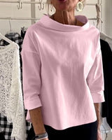 Damen Oberteil Shirt | U-Boot-Kragen & Lockerer Schnitt – Rosa