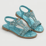 Damen Sandalen | Funkelnde Zierdetails & bequemer Riemen-Halt – Blau
