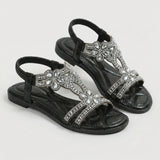 Damen Sandalen | Funkelnde Zierdetails & bequemer Riemen-Halt – Schwarz