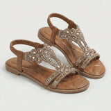 Damen Sandalen | Funkelnde Zierdetails & bequemer Riemen-Halt – Braun