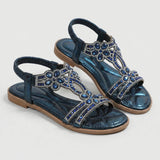 Damen Sandalen | Funkelnde Zierdetails & bequemer Riemen-Halt – Dunkelblau