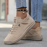 Damen-Sneaker mit strukturiertem Stoff und Schnürsenkeln – Beige