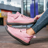 Damen-Sneaker mit strukturiertem Stoff und Schnürsenkeln – Rosa