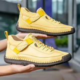 Damen-Sneaker mit strukturiertem Stoff und Schnürsenkeln – Gelb