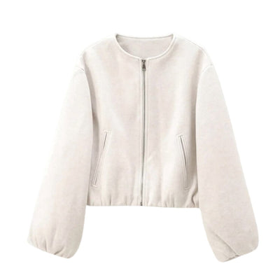 Damen Bomberjacke mit durchgehendem Reißverschluss und langen Ärmeln